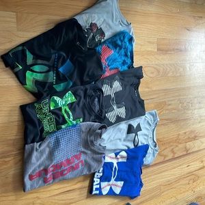 8 Boy YS Under Armour short sleeve shirts .